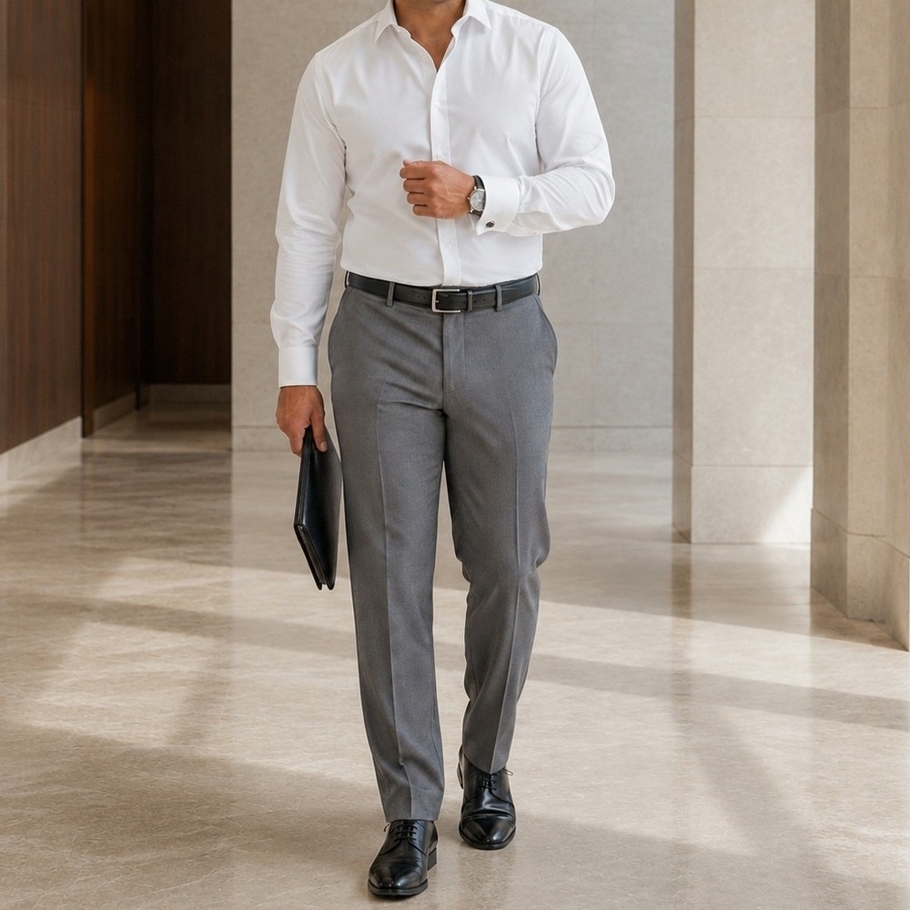 Calvin Klein Dress Pants Mens Gray Trousers Regular Fit Flat Front Size 38x32